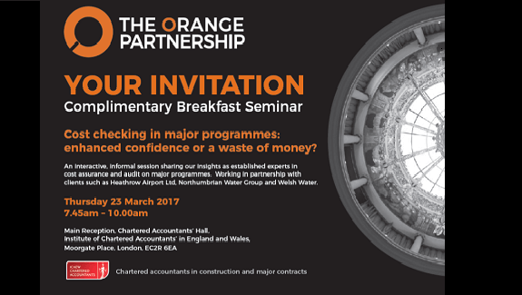 Breakfast Seminar – Cost checking in Major Programmes