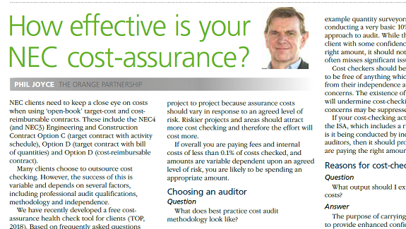 “How effective is your NEC cost-assurance?” NEC users’ group newsletter