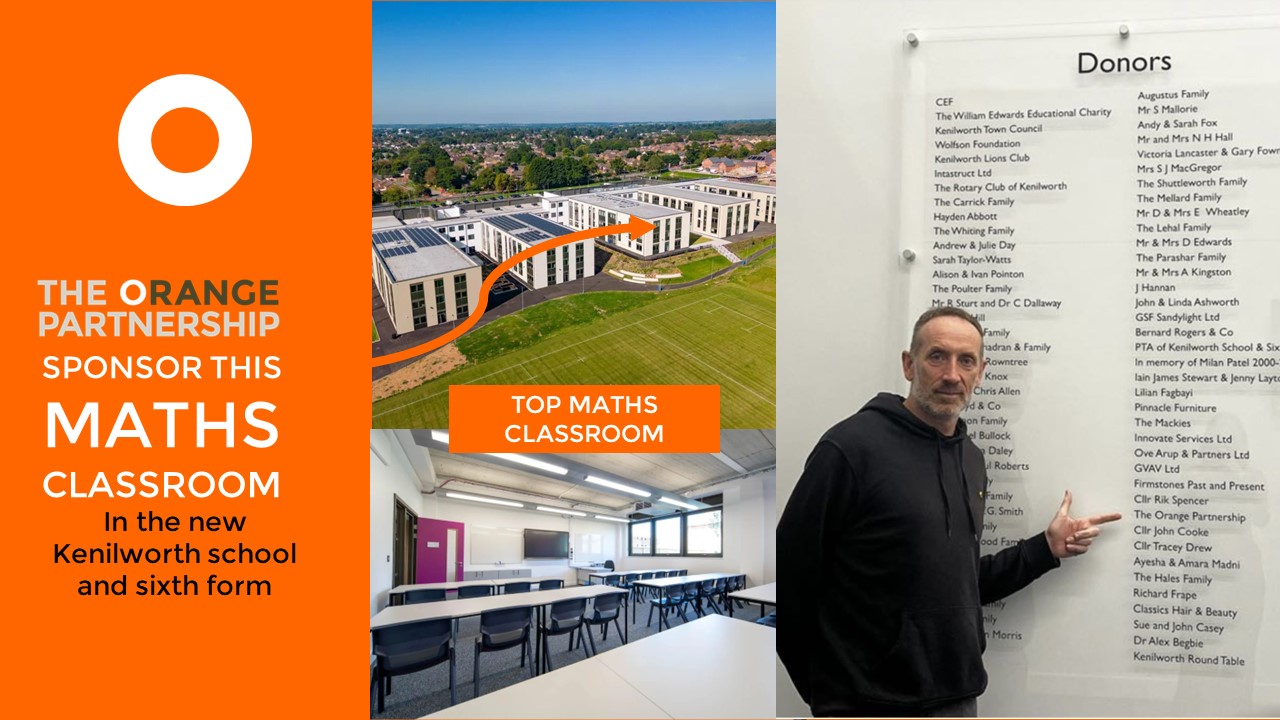 TOP sponsor maths classroom in new state-of-the art Kenilworth school and sixth form